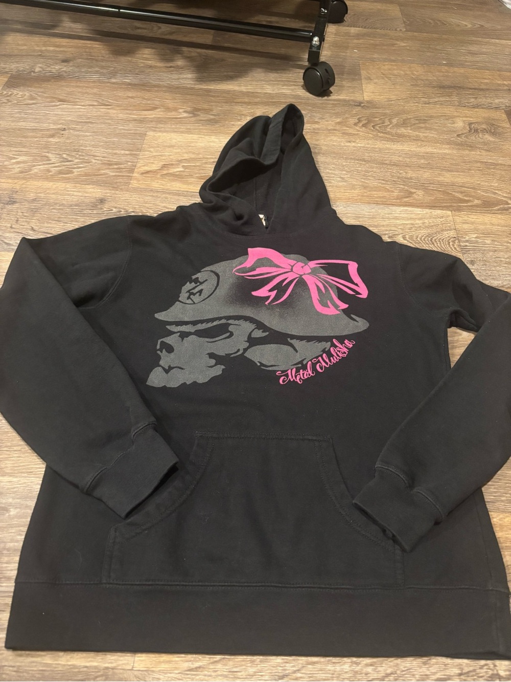 Metal Mulisha Maidens So Fly Skull Hoodie Black Graphic Pullover Y2K Edgy Large
